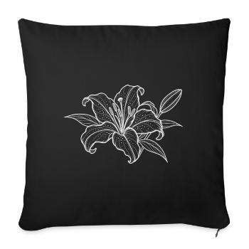 Motif d’ornement fleur en dentelle - Housse de coussin décorative 45 x 45 cm - noir - Devant