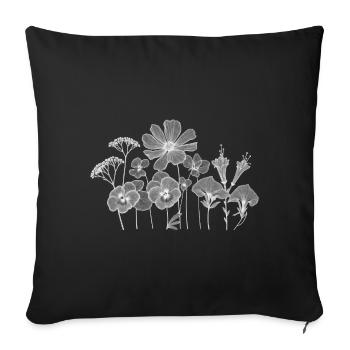 Blossoms Silhouette Floral Contours - Sofa pillowcase 17,3'' x 17,3'' (45 x 45 cm) - black - Front