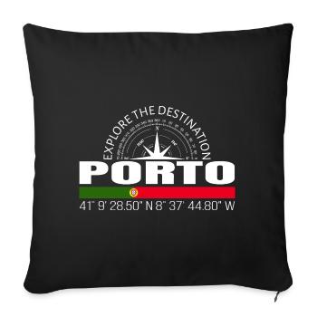 Porto - Sofakissenbezug 45 x 45 cm - Schwarz - Vorne