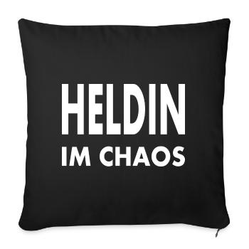 Heldin im Chaos - Sofakissenbezug 45 x 45 cm - Schwarz - Vorne