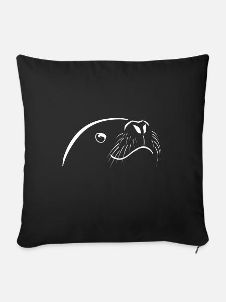 Robbe süsse Geschenkidee Robben Seelöwe Tierschutz - Sofakissenbezug 45 x 45 cm - Schwarz