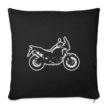 Africa Twin - Motorcycle Enduro - Silhouette - Sofa pillowcase 17,3'' x 17,3'' (45 x 45 cm) - black - Front