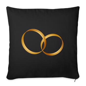 deux anneaux d'or - alliance - mariage - Housse de coussin décorative 45 x 45 cm - noir - Devant
