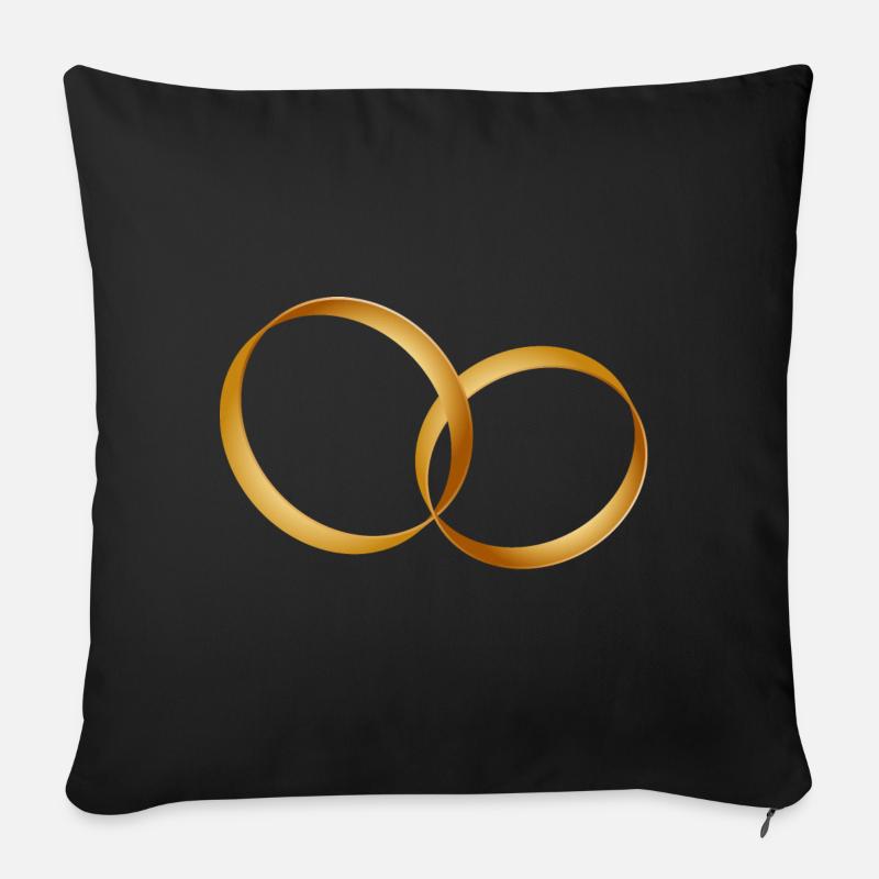 zwei goldene Ringe - Ehering - Hochzeit - Sofakissenbezug 45 x 45 cm - Schwarz