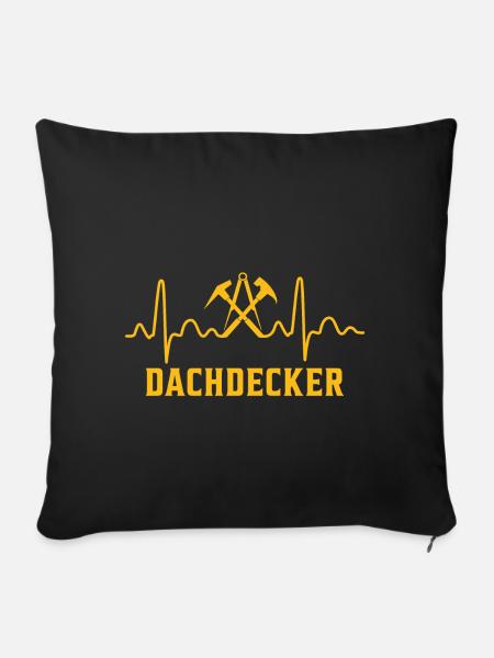 Dachdecker Beruf Herzschlag - Sofakissenbezug 45 x 45 cm - Schwarz