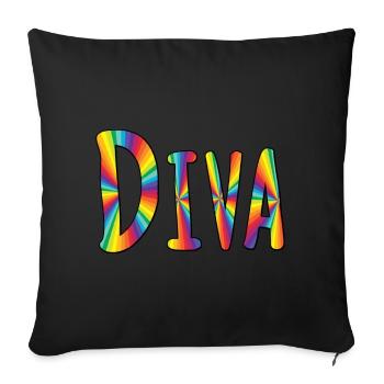 DIVA Gay Pride Drapeau arc-en-ciel Mois de la fierté LGBT LGBTQ - Housse de coussin décorative 45 x 45 cm - noir - Devant