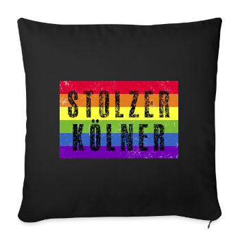 Stolzer Kölner - Regenbogenfahne - Sofakissenbezug 45 x 45 cm - Schwarz - Vorne