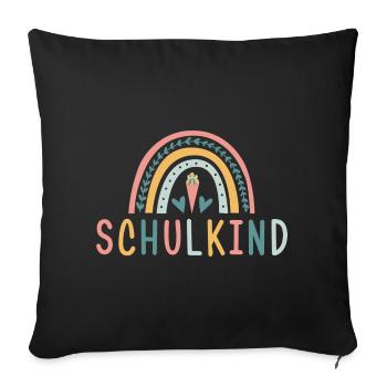 Schulkind - Regenbogen - Sofakissenbezug 45 x 45 cm - Schwarz - Vorne