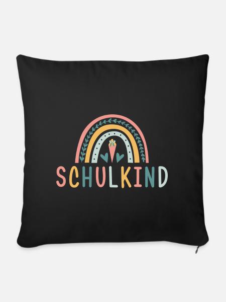 Schulkind - Regenbogen - Sofakissenbezug 45 x 45 cm - Schwarz