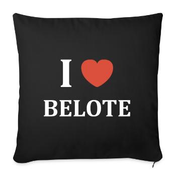 i love belote - Housse de coussin décorative 45 x 45 cm - noir - Devant
