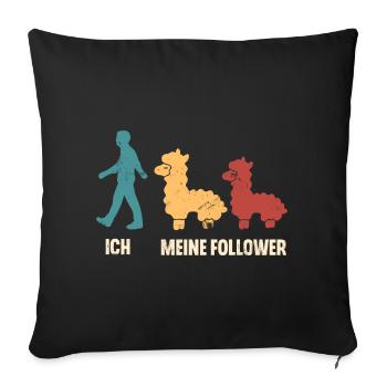 Alpaka Ich Und Meine Follower - Sofakissenbezug 45 x 45 cm - Schwarz - Vorne