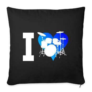 Perkussionist Drum Kit Schlagzeugspieler - Sofakissenbezug 45 x 45 cm - Schwarz - Vorne
