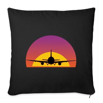 Voyage en avion - Housse de coussin décorative 45 x 45 cm - noir - Devant