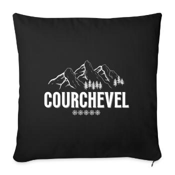 Courchevel, Savoie, station de ski - Housse de coussin décorative 45 x 45 cm - noir - Devant