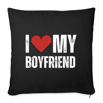 I Love My Boyfriend - Sofa pillowcase 17,3'' x 17,3'' (45 x 45 cm) - black - Front
