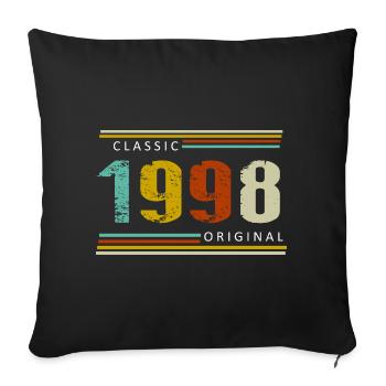 Anniversaire, Classique de 1998 Original, Rétro - Housse de coussin décorative 45 x 45 cm - noir - Devant