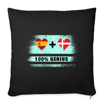Spanien und Dänemark Flagge 100% genial - Sofakissenbezug 45 x 45 cm - Schwarz - Vorne
