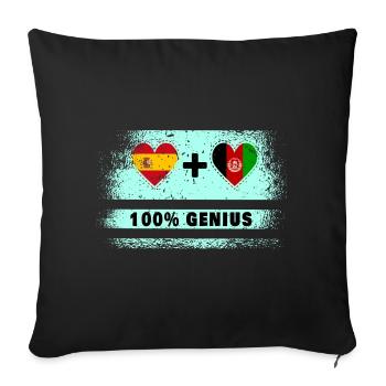 Spain and Afghanistan flag 100% genius - Sofa pillowcase 17,3'' x 17,3'' (45 x 45 cm) - black - Front