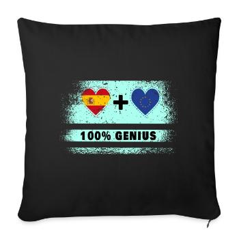Spain and Europe flag 100% genius - Sofa pillowcase 17,3'' x 17,3'' (45 x 45 cm) - black - Front