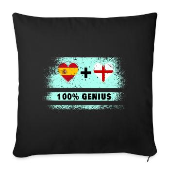 Spanien und England Flagge 100% genial - Sofakissenbezug 45 x 45 cm - Schwarz - Vorne