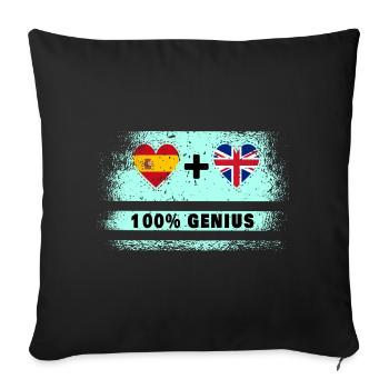 Spain and Great Britain flag 100% genius - Sofa pillowcase 17,3'' x 17,3'' (45 x 45 cm) - black - Front