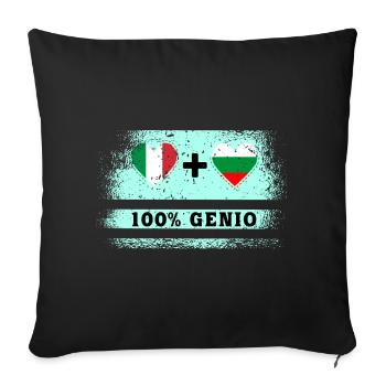 Italie et Bulgarie 100% drapeau de génie - Housse de coussin décorative 45 x 45 cm - noir - Devant