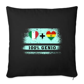 Italy and Bolivia 100% genius flag - Sofa pillowcase 17,3'' x 17,3'' (45 x 45 cm) - black - Front
