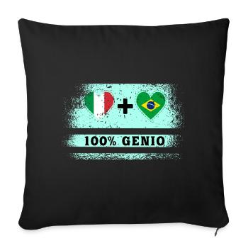 Italie et Brésil 100% drapeau de génie - Housse de coussin décorative 45 x 45 cm - noir - Devant