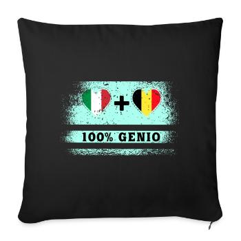 Italie et Belgique 100% drapeau de génie - Housse de coussin décorative 45 x 45 cm - noir - Devant