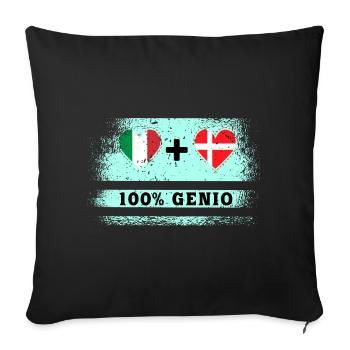 Italy and Denmark 100% genius flag - Sofa pillowcase 17,3'' x 17,3'' (45 x 45 cm) - black - Front