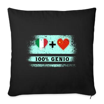 Italy and China 100% genius flag - Sofa pillowcase 17,3'' x 17,3'' (45 x 45 cm) - black - Front