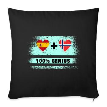 Spanien und Norwegen Flagge 100% genial - Sofakissenbezug 45 x 45 cm - Schwarz - Vorne