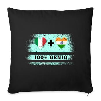 Italien und Indien 100% Genius Flagge - Sofakissenbezug 45 x 45 cm - Schwarz - Vorne