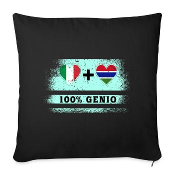 Italy and Gambia 100% genius flag - Sofa pillowcase 17,3'' x 17,3'' (45 x 45 cm) - black - Front