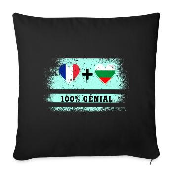 France et Bulgarie Drapeau 100% génial - Housse de coussin décorative 45 x 45 cm - noir - Devant