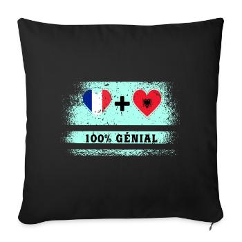 Drapeau France et Albanie 100% génial - Housse de coussin décorative 45 x 45 cm - noir - Devant
