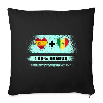 L’Espagne et le Sénégal drasent 100% génie - Housse de coussin décorative 45 x 45 cm - noir - Devant