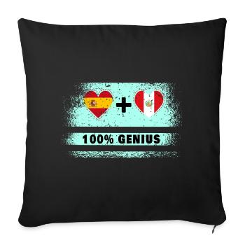 Spain and Peru flag 100% genius - Sofa pillowcase 17,3'' x 17,3'' (45 x 45 cm) - black - Front