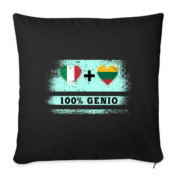 L’Italie et la Lituanie 100% drapeau de génie - Housse de coussin décorative 45 x 45 cm - noir - Devant