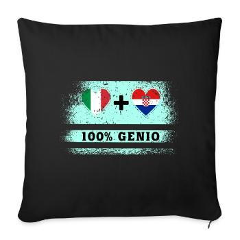 Italy and Croatia 100% genius flag - Sofa pillowcase 17,3'' x 17,3'' (45 x 45 cm) - black - Front