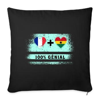 Drapeau France et Ghana 100% génial - Housse de coussin décorative 45 x 45 cm - noir - Devant