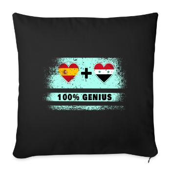 Spain and Syria flag 100% genius - Sofa pillowcase 17,3'' x 17,3'' (45 x 45 cm) - black - Front