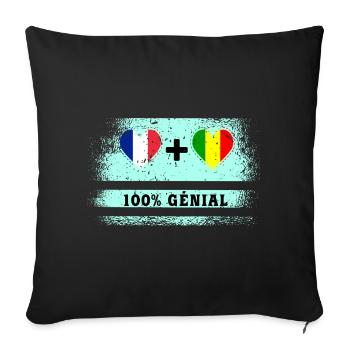 Drapeau France et Mali 100% génial - Housse de coussin décorative 45 x 45 cm - noir - Devant