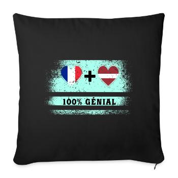 Hinweis Frankreich und Lettland 100% genial - Sofakissenbezug 45 x 45 cm - Schwarz - Vorne