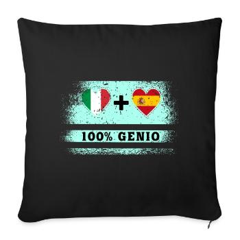 Italy and Spain100% genius flag - Sofa pillowcase 17,3'' x 17,3'' (45 x 45 cm) - black - Front