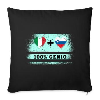 L’Italie et la Slovénie 100% drapeau de génie - Housse de coussin décorative 45 x 45 cm - noir - Devant