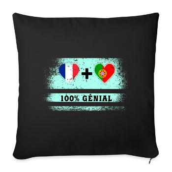 100% awesome France and Portugal flag - Sofa pillowcase 17,3'' x 17,3'' (45 x 45 cm) - black - Front