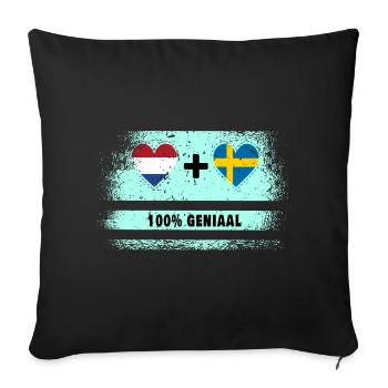 Drapeau 100% Genius de la Suède et des Pays-Bas - Housse de coussin décorative 45 x 45 cm - noir - Devant