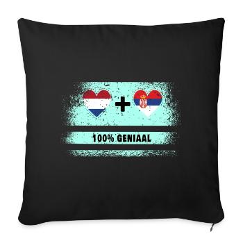 Serbie et Pays-Bas 100% Genius flag - Housse de coussin décorative 45 x 45 cm - noir - Devant