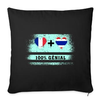 France et Thaïlande 100% génial - Housse de coussin décorative 45 x 45 cm - noir - Devant